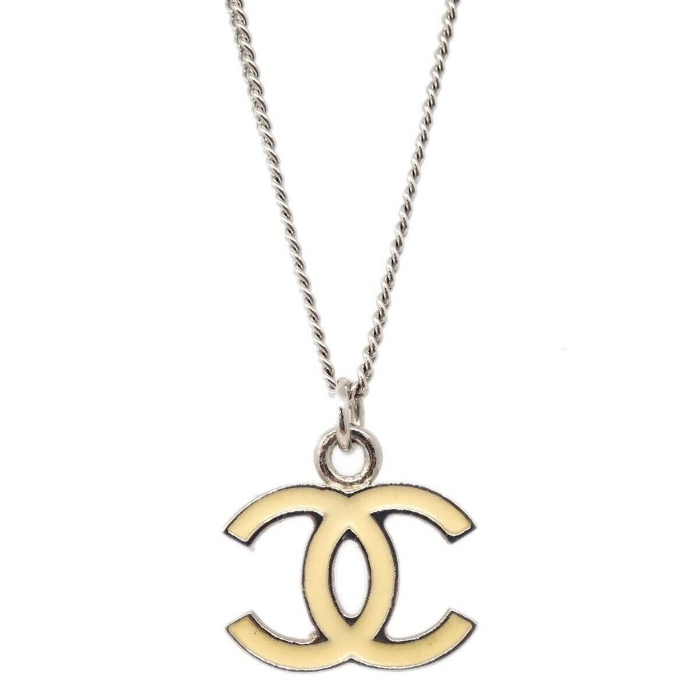 Chanel Chain Necklace Silver White 07V 162316